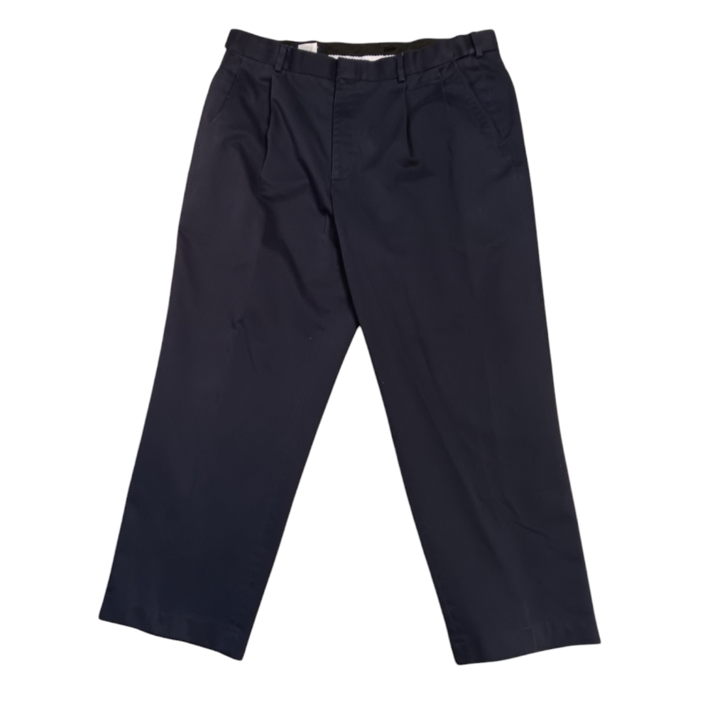 LANDS END MEN'S SIZE 37×28 BLUE PLEATED DRESS PANTS. - Picture 1 of 6
